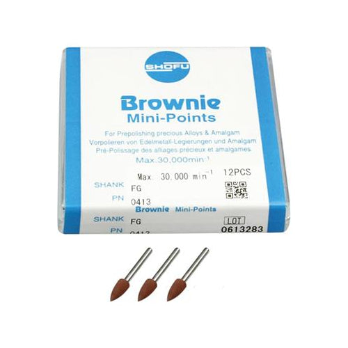 Shofu Dental 0413 Brownie Polishers Friction Grip FG Mini Points 12/Bx Shofu Dental 0413 Brownie Polishers Friction Grip FG Mini Points 12/Bx